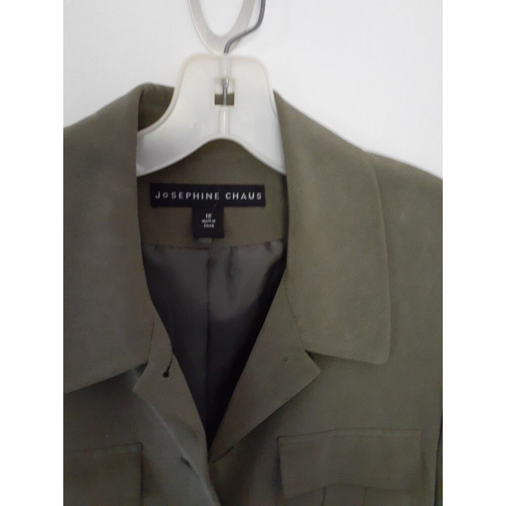 Josephine Chaus Women's 10 Olive Green Silk Blazer Lined Jacket